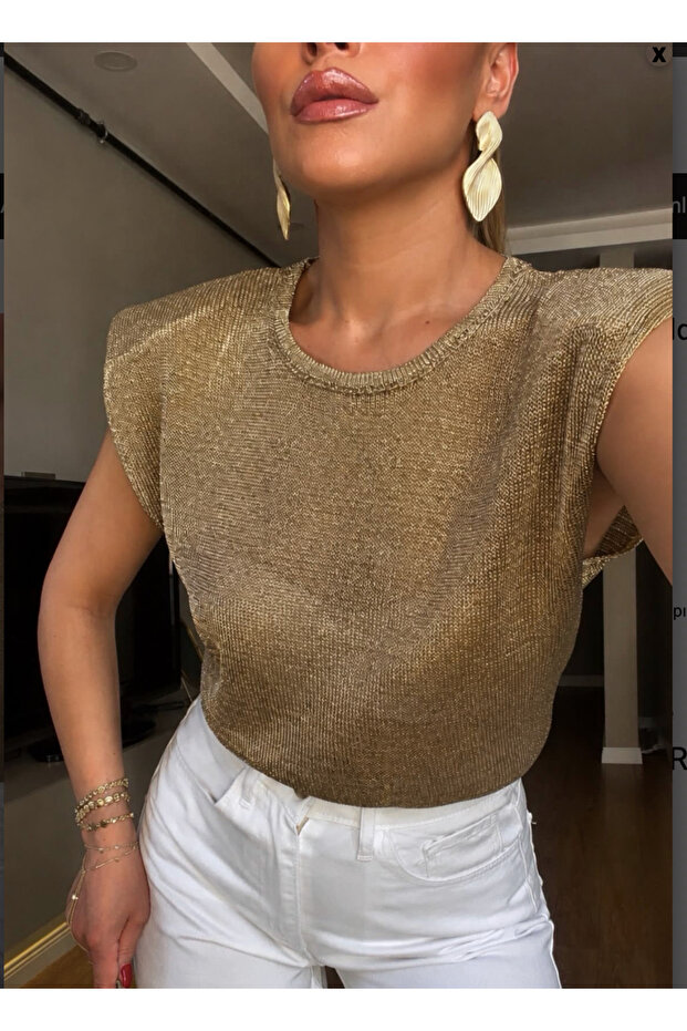 Gold Padded Glitter Blouse