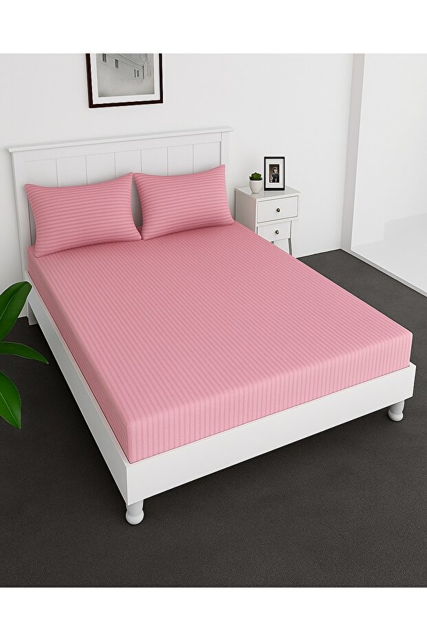 ® Deep Fitted Bed Sheet with 2Pcs Pillow Covers, Double (120x200+30CM)