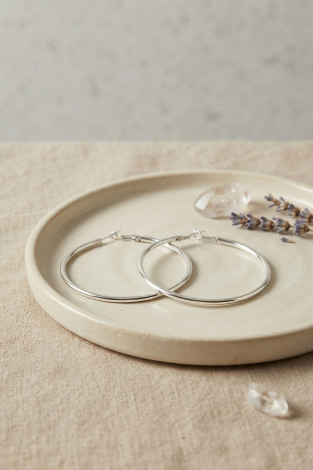 Steel Silver Color 56 mm Hoop Earrings - Ebj260808W46117
