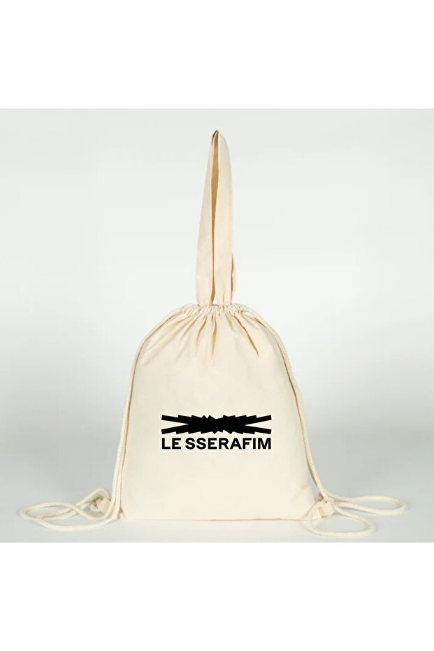 Le Sserafim Printed Versatile Drawstring Cloth Bag for Hand, Shoulder, and Back 35X40