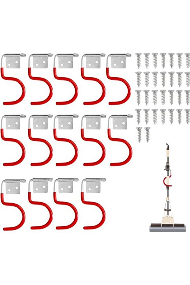 Hooks Hooks Garages Metal Wall Tool 15- Hooks Garden Tool System Mount Broom Holder Hooks System Tool Rack Coated Screws Included Suitable Sheds