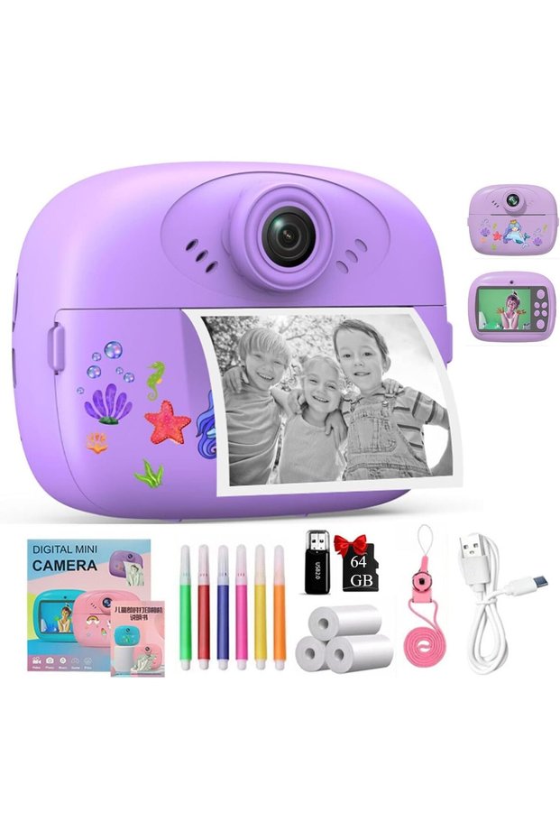 URBANNX Instant Print Camera for Kids, 1080P HD Instant Print Photo with 3 Rolls Photo Paper