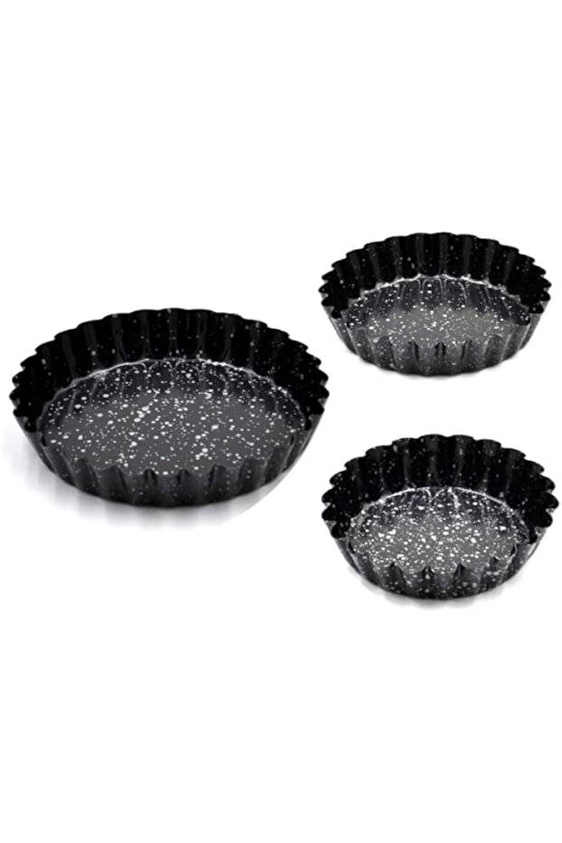 Prestige Granite Stone 3Pc Multipurpose Tart Oan Set | Black - PR48787