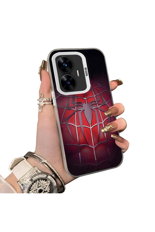 Realme C55 Compatible Silicone Edge Hard Back Case Couple Phone Case Spider Man Patterned