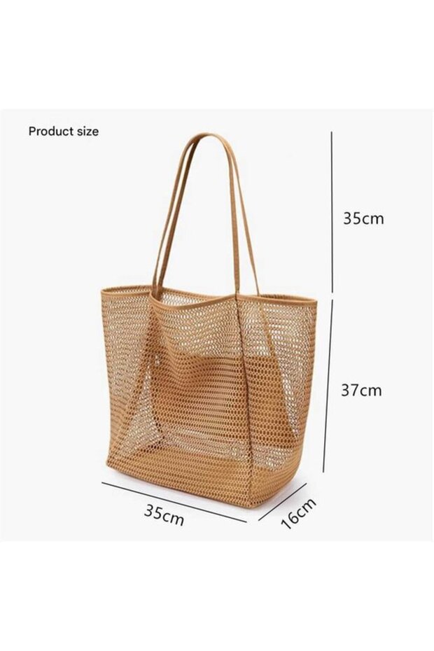 Mesh beach bag - foldable - off-white