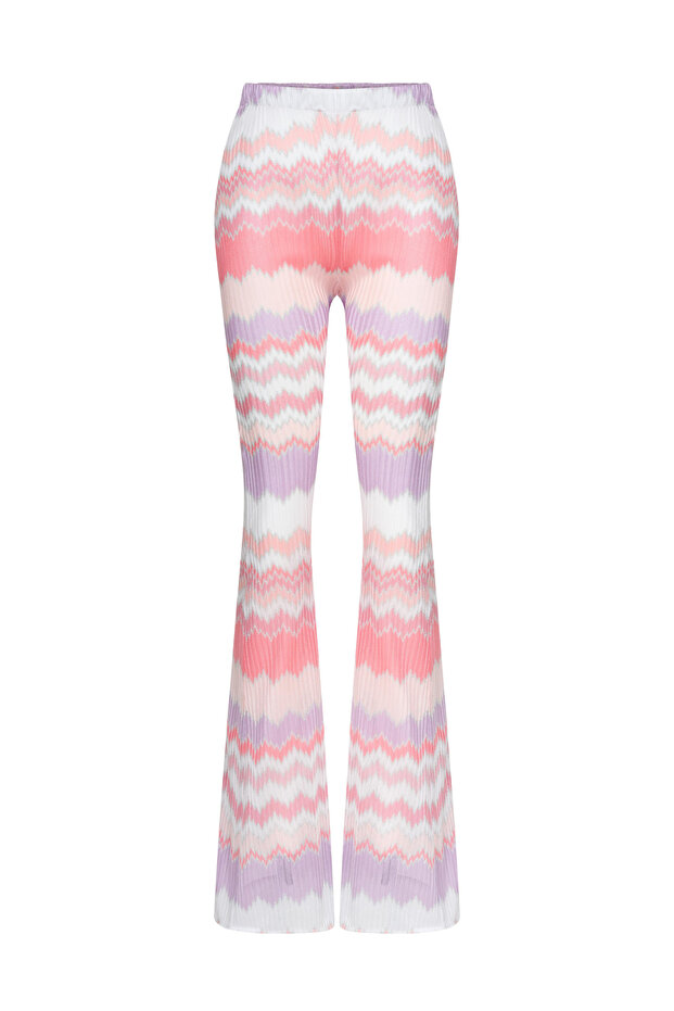 Lunessa Knitted Flared Trousers Zigzag Metallic Soleia