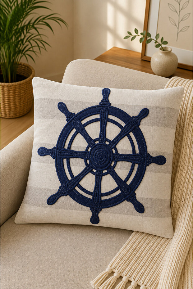 Digital Printed Decorative Throw Pillow Cover 43X43 cm – Modern Patterned Linen Texture
