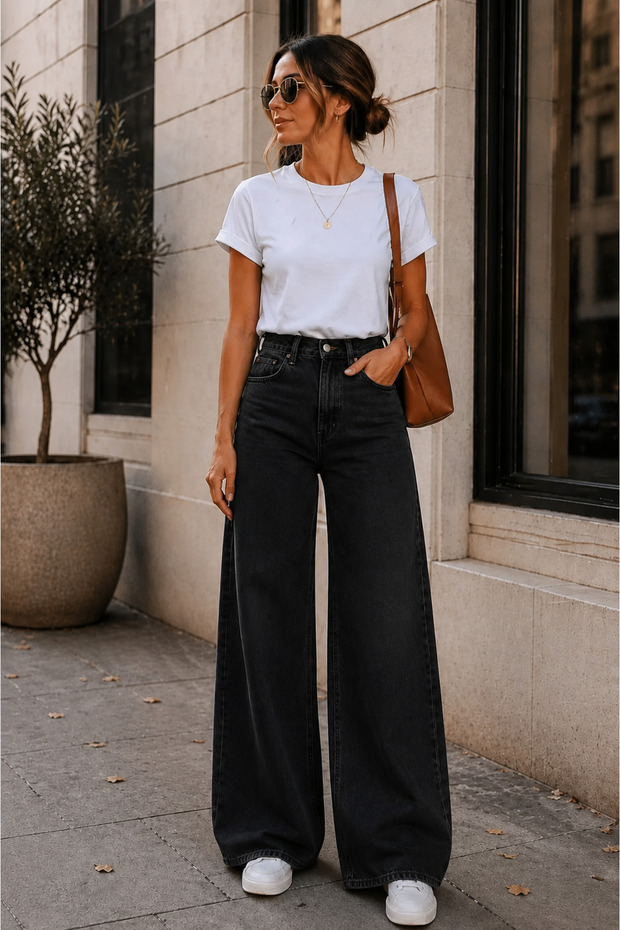 Women's High Waist Wide Leg Palazzo Jean Pants – Loose Fit
