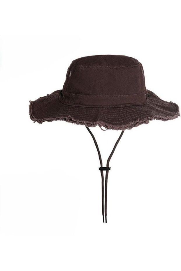 Women's UV fishing hat cotton brown.