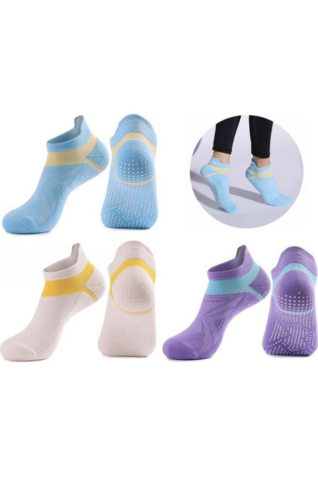 Anti-slip socks, 3-pack - Sizes 35-40 Yoga ankle Unisex lounge Women's sports Pilates Fitness Dance/Ballet