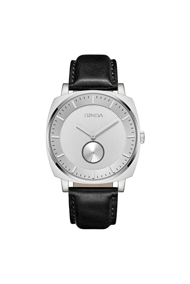 Men's Stainless Steel Watch, Black Leather Band | Tr45s
