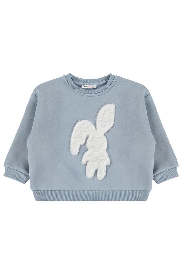 Rabbit Embroidered Sweatshirt for 2-5 Years - Blue