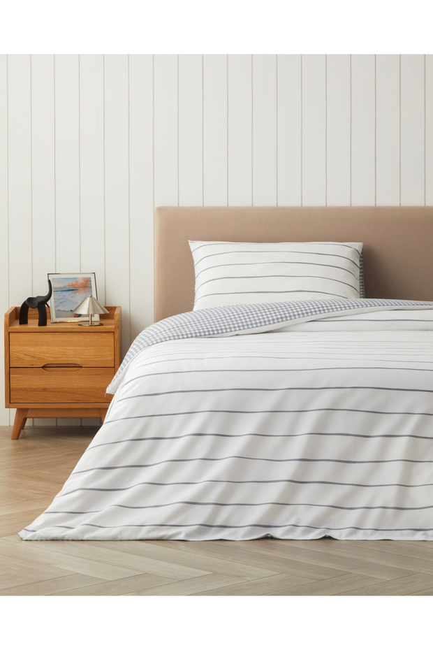 Wavy Easy-Iron Single Duvet Cover Set with Sheets 160X220 cm Dark Gray