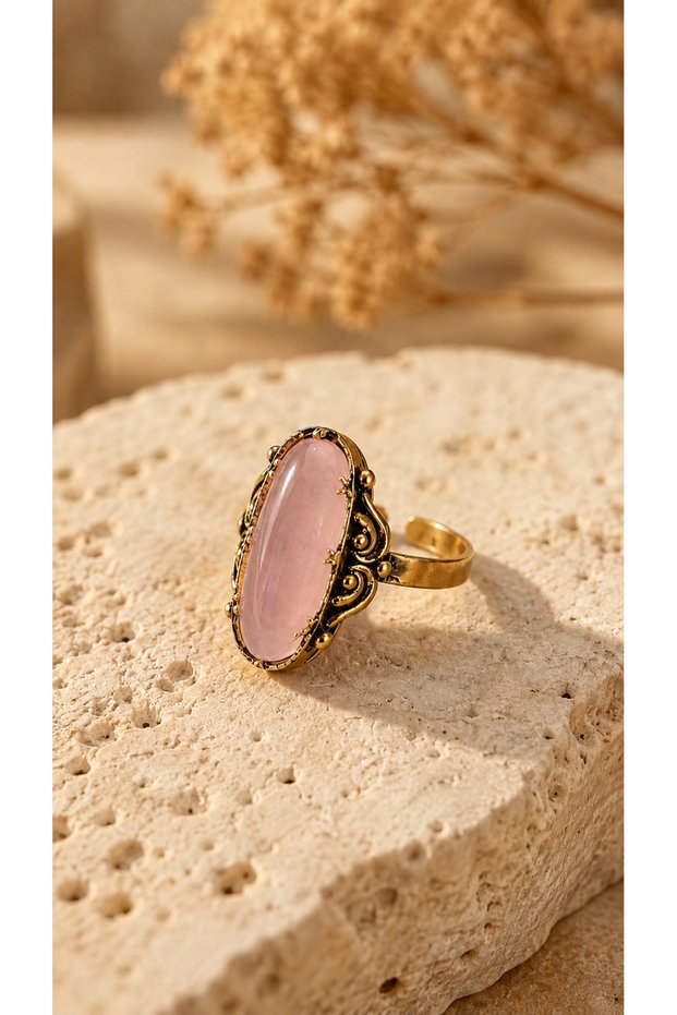 Quartz Stone Copper Ring Vintage Women's Ring Authentic Ring Natural Stone Ring