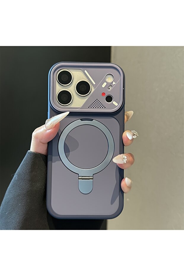 iPhone17 Pro Max Blue Luxury Metal Ring Bracket for Magsafe Magnetic Phone Case for IPhone 17 Air 17