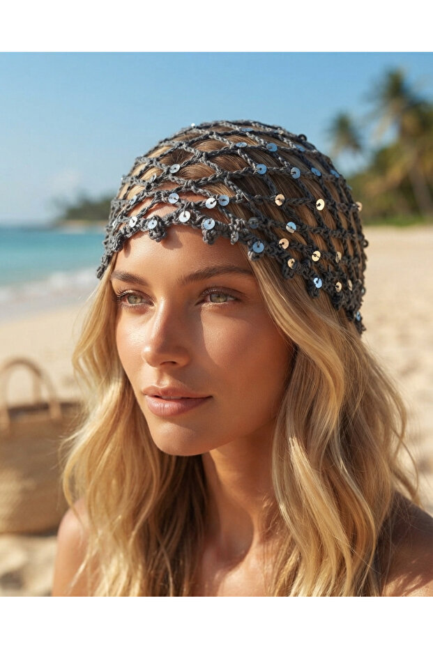 File Boncuklu Beret Summer Beret