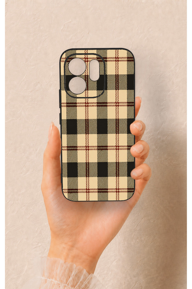 Vivo V70 5g Compatible Cream Plaid Pattern Silicone Case