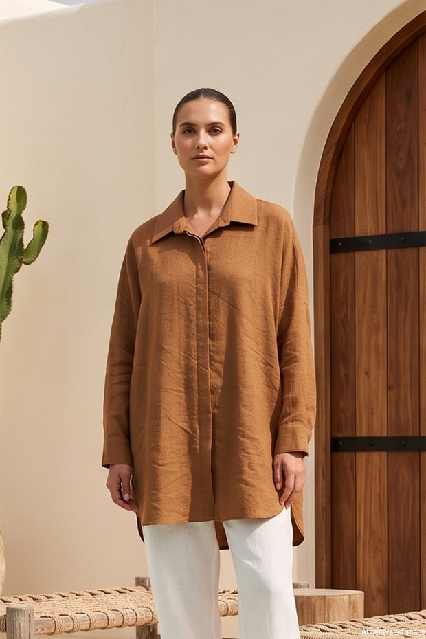 Linen Shirt 19605 Tan