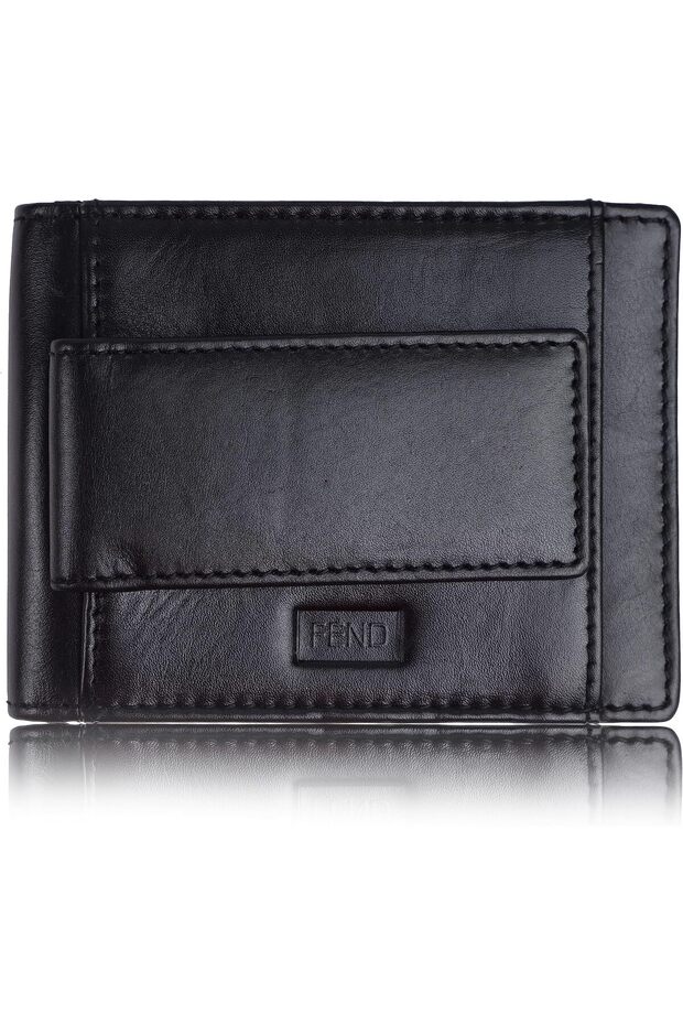 Genuine Leather Card Holder Wallets with RFID Blocking for Men's and Women's Black