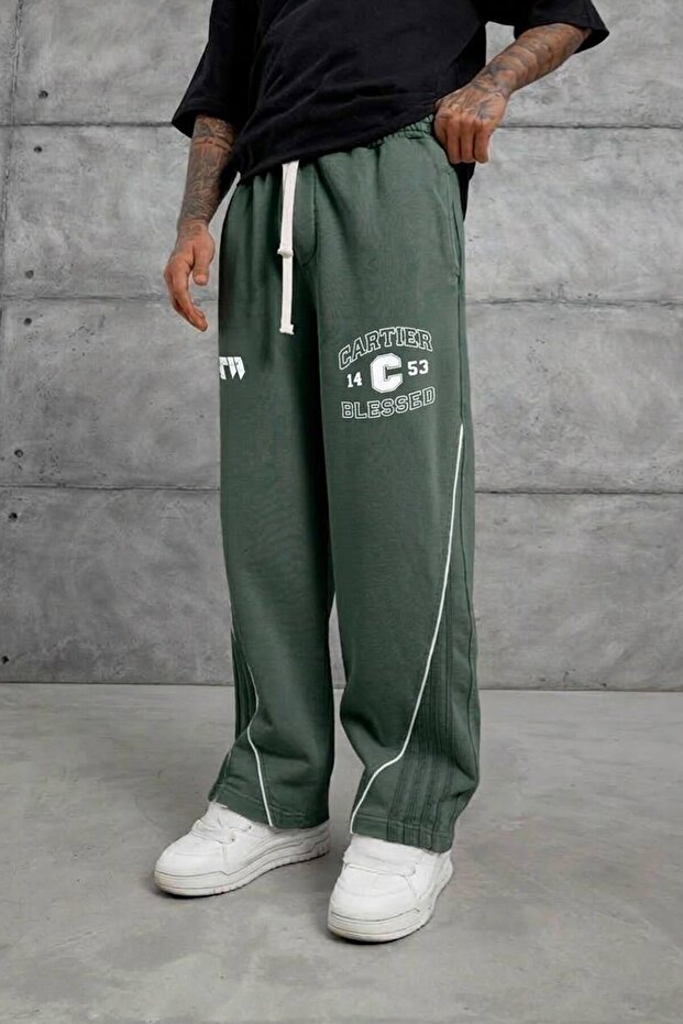 Khaki 14C53 Printed Baggy Sweatpants