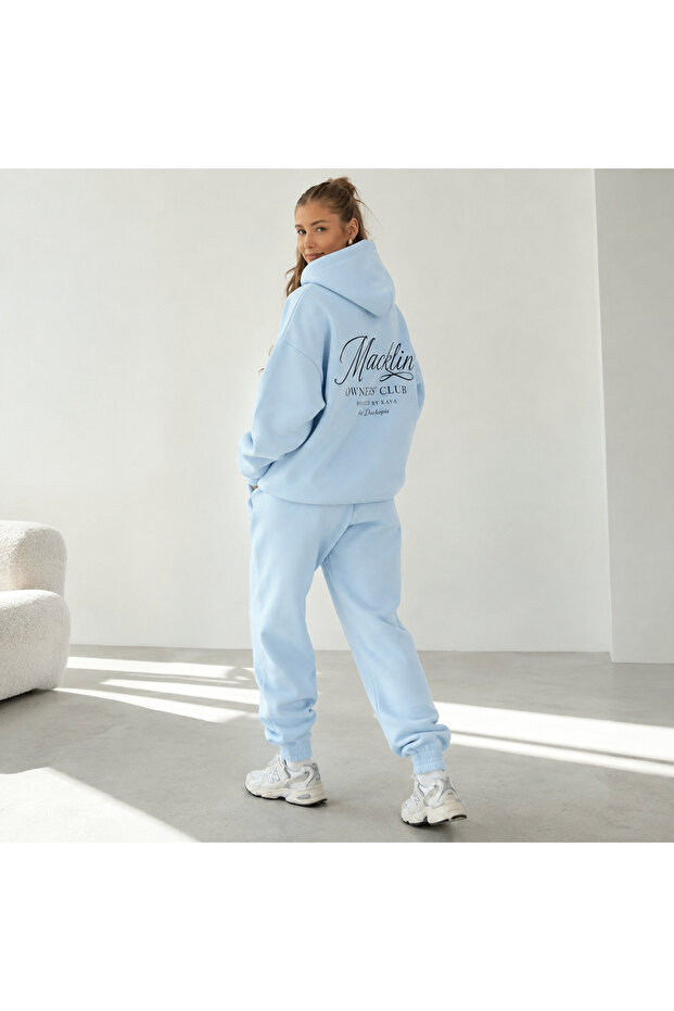 Unisex Men's and Women's Macklin Owners Printed Oversize 3 Thread Hooded Jogger Bottom Tracksuit Set