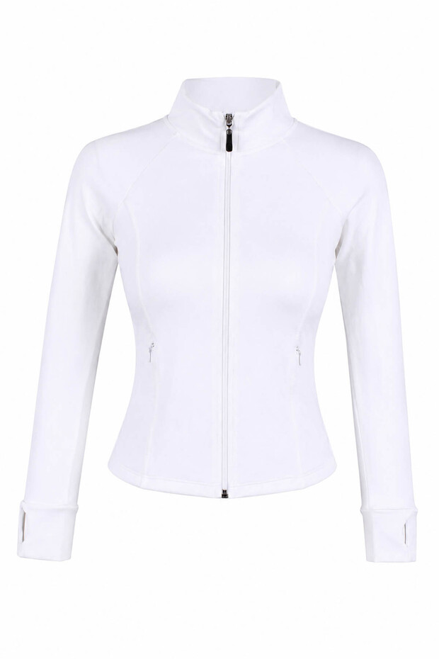 Zippered White Women's Jacket 7328