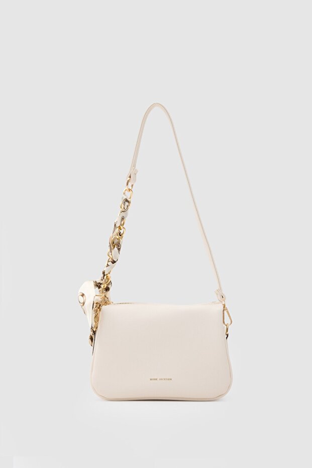 Aria Scarf Detailed Shoulder Bag Cream