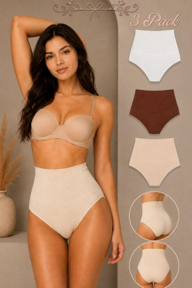 Women's Gathering High Waist Flexible 3-Piece Panties
