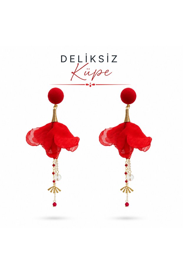 Hole-Free Compression Clip Women's Earrings - Chiffon Fabric Floral Women's Earrings