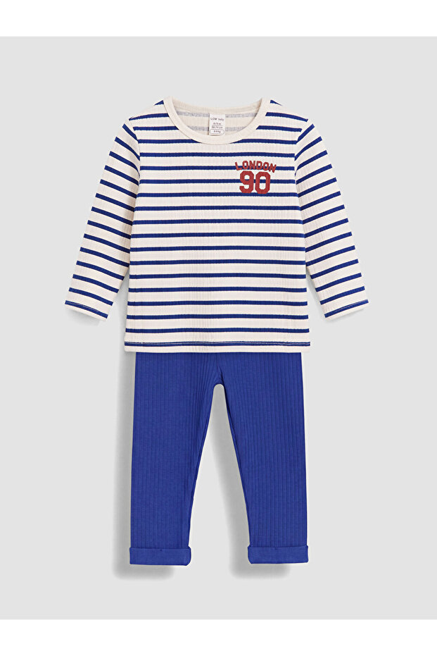 Navy Blue Striped Baby Boy Suit