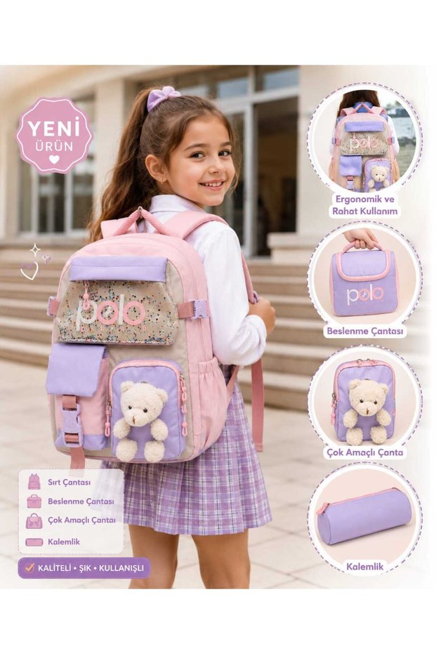 Korean Model Quality 3-Piece Girls' First School Bag
