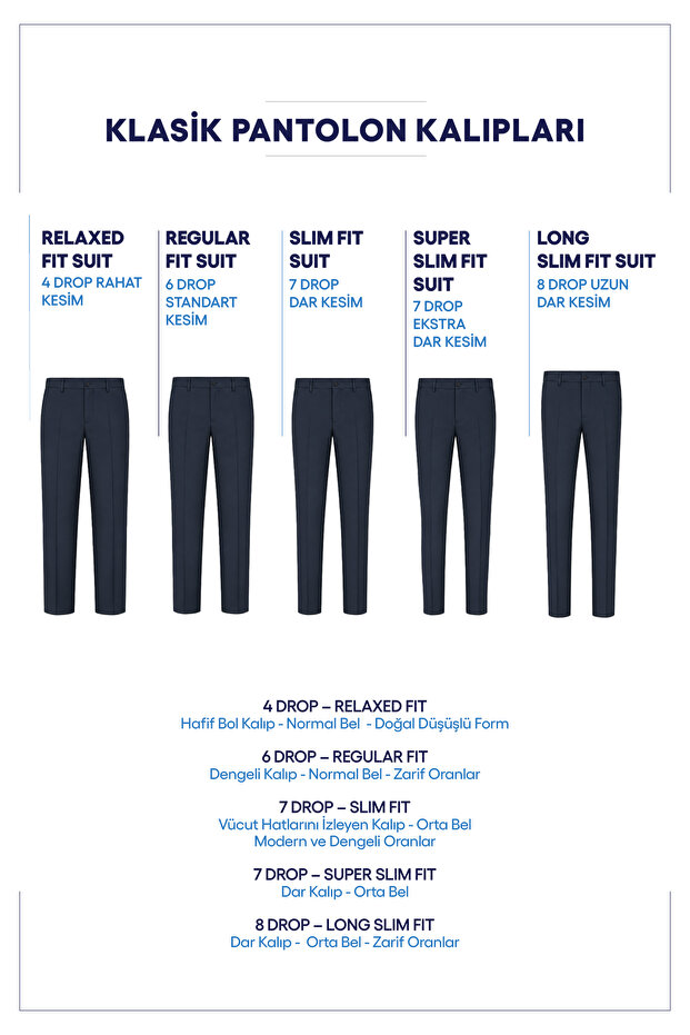7 Drop Slim Fit Slim Fit Classic Fabric Trousers
