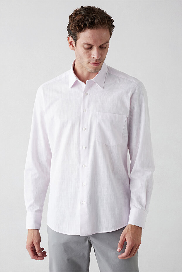 Long Sleeve Regular Fit Pocketed 100% Cotton Shirt