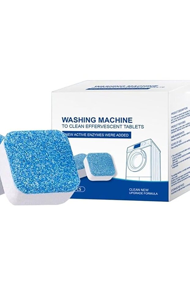 12 Pcs Deep Clean Washer Tablets, HE Front & Top Load Machine Cleaner for Residue & Odor Reduction, Septic Safe Eco-Friendly, Monthly Maintenance Supply