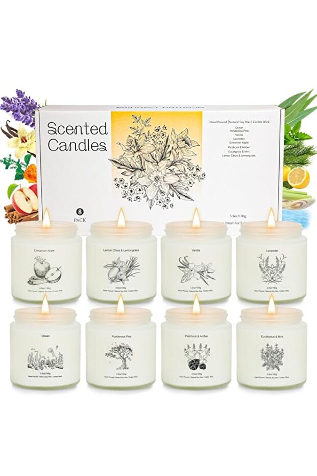 8 Pack Candles for Home Scented