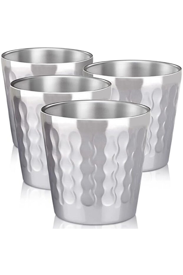 Nalacal Stainless Steel Cups, 4 Pack 6Oz Metal Drinking Stackable Double Wall Small Mini Insulated Portable Unbreakable Shatterproof Cups For Home Restaurant Party Camping Travelling