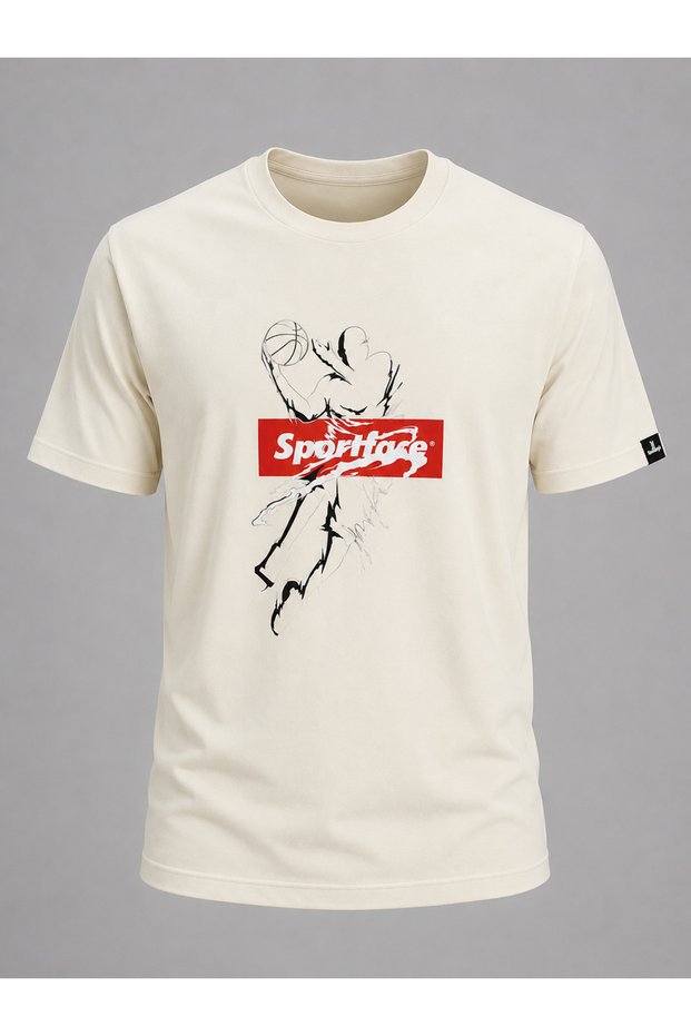 Sf-0007-5 Basketball Patterned Oversize Men's T-Shirt – Short Sleeve Sports T-Shirt