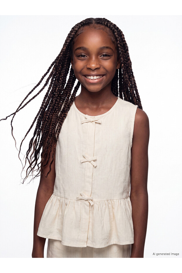 Nevavm girl's shirt with bow and ruffle detail