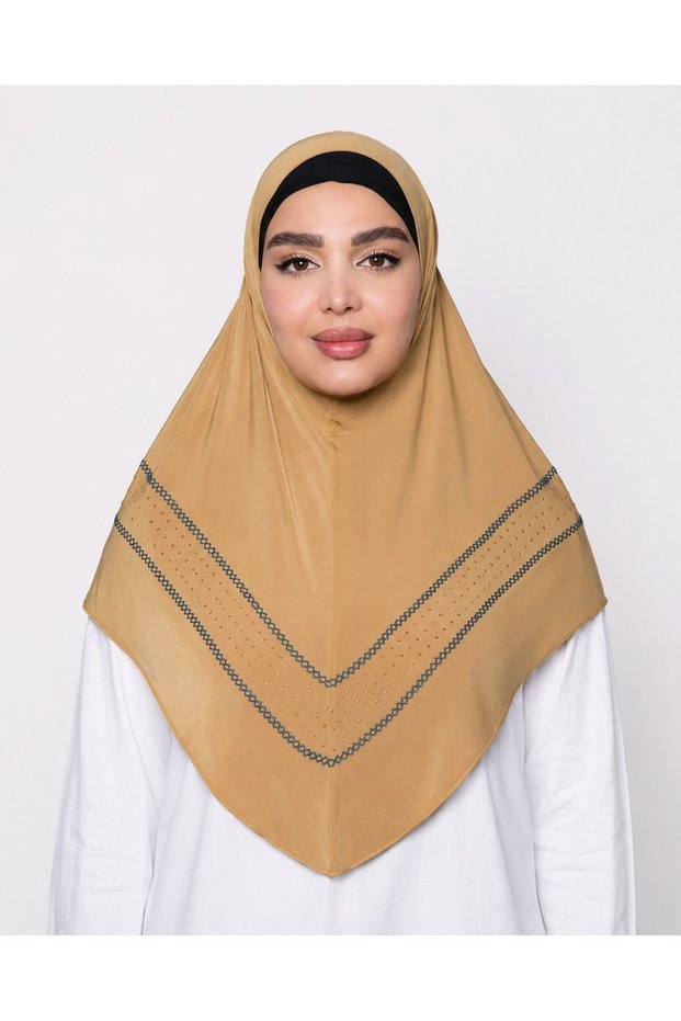 Women’s Hijab – Elegant Modest Islamic Headscarf for Muslim Women, Full-Coverage Hijab with Stylish Stitched V-Shape Detail