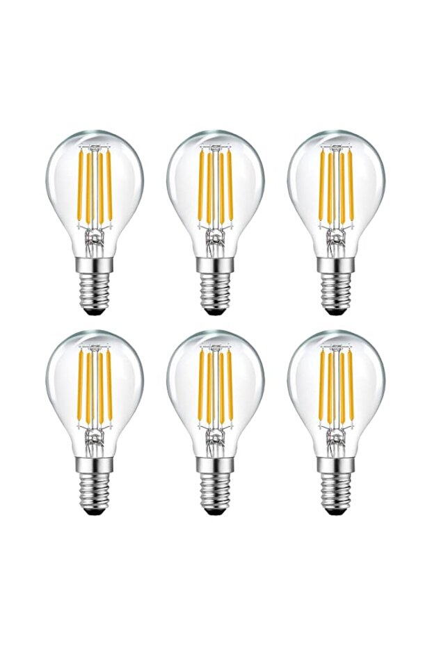 Duravel 4W LED Filament Light Bulb, E14 Base, Clear Glass Globe,470 Lumens 360° Beam Angle Warm White (6)