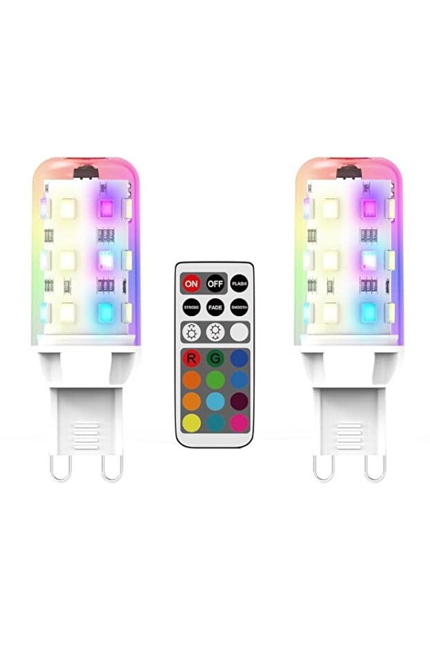 G9 LED Dimmable Color Changing Bulb, RGB & 3000K Warm White Light, 25W Halogen Equivalent, Flicker-Free, Energy Saving, 2 Pack with Remote Control
