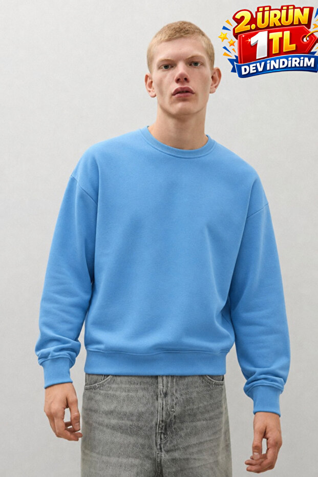 Men's 100% Cotton Comfortable B.Blue Winter Sweatshirt