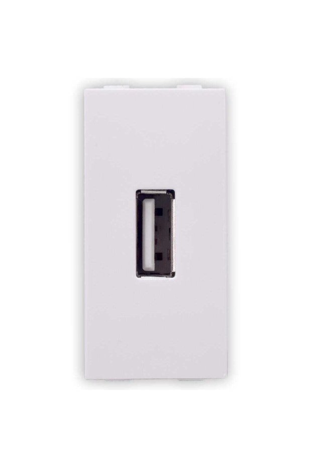 Hoff USB socket, flush-mounted, white, modular - 1, 5V, 2.1A