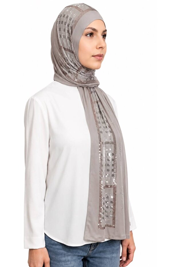 Plaid Stone Combed Cotton Shawl-Smoked