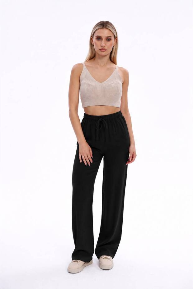 Linen Blend Loose Fit Pants