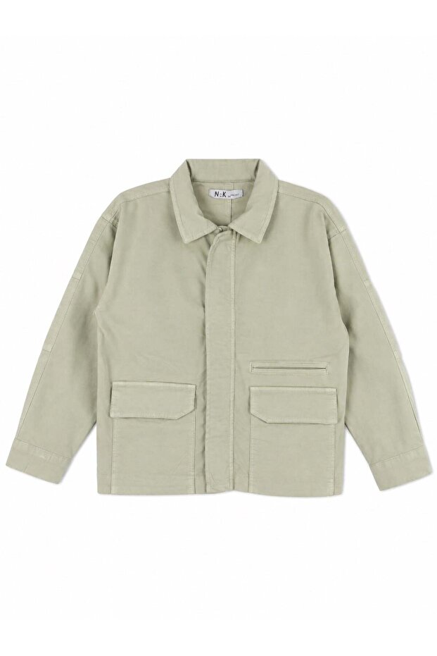 Nk Boys' Hidden Placket Double Pocket Seasonal Jacket 8-14 Years Green