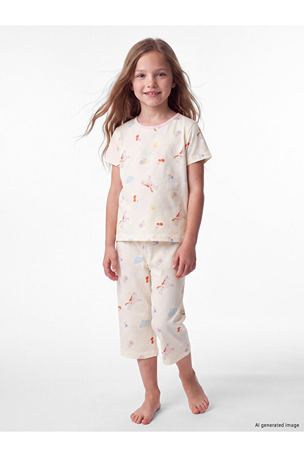 Quality Pieces from Çelebi Store Zero Roba Yaka Girl's Capri Pajama Set