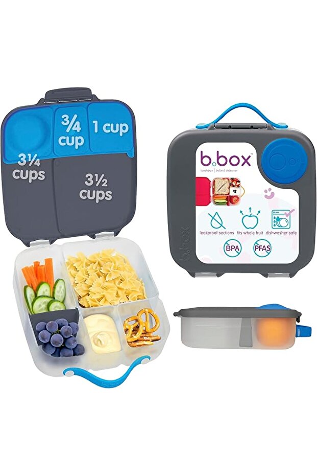 Beebox Children's Bento Box: Bento Box with 4 Storage Compartments (2 Leak-Proof), Removable Divider and Container.