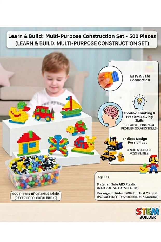 Teak Plug and Building Blocks Educational Toys 500 Pieces 6 Color Blocks Set Educational Developer Tiktak