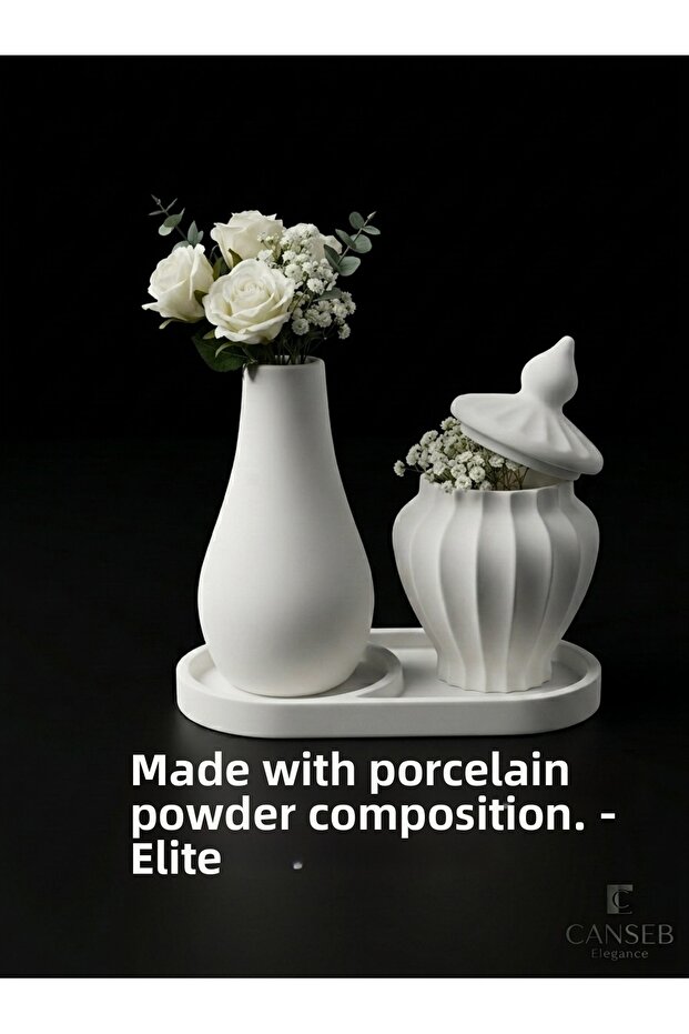 13cm Flower Vase & Storage Container with Pointed Lid Decorative Set